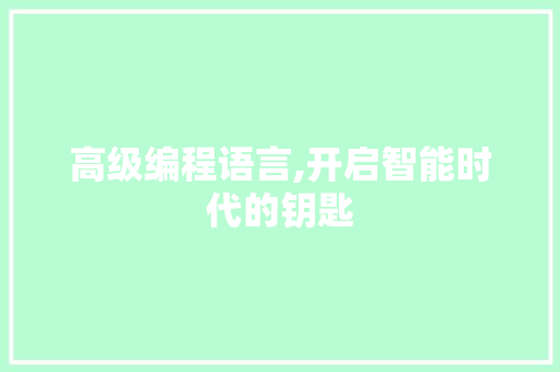 高级编程语言,开启智能时代的钥匙
