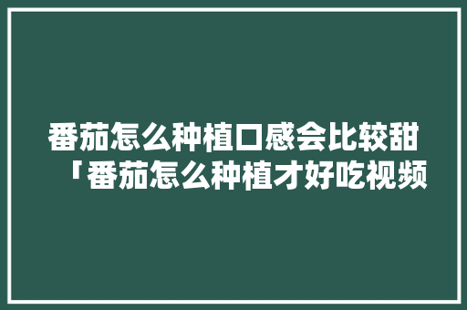 番茄怎么种植口感会比较甜「番茄怎么种植才好吃视频」 番茄怎么种植口感会比较甜「番茄怎么种植才好吃视频」 植物种类