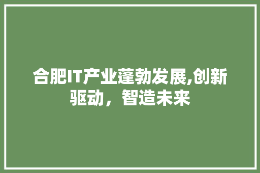 合肥IT产业蓬勃发展,创新驱动，智造未来