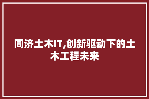 同济土木IT,创新驱动下的土木工程未来