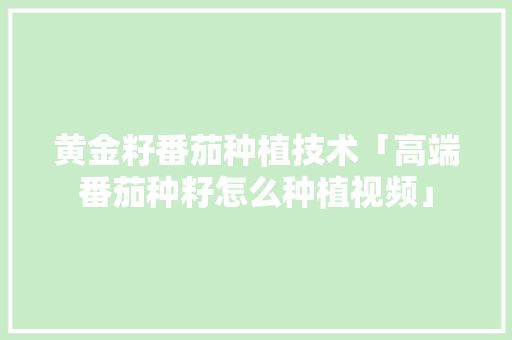 黄金籽番茄种植技术「高端番茄种籽怎么种植视频」 黄金籽番茄种植技术「高端番茄种籽怎么种植视频」 番茄病虫害防治