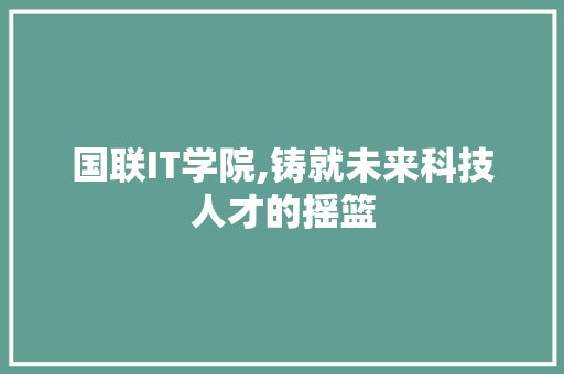 国联IT学院,铸就未来科技人才的摇篮