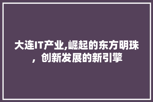 大连IT产业,崛起的东方明珠，创新发展的新引擎