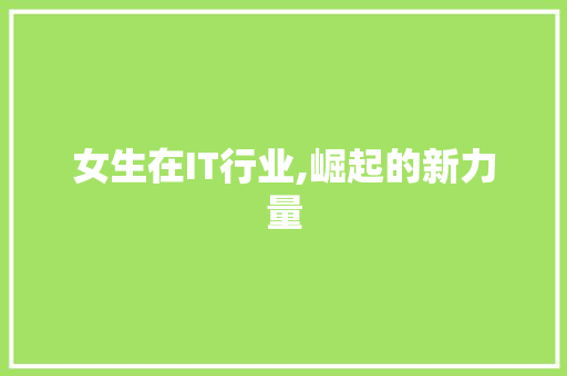 女生在IT行业,崛起的新力量