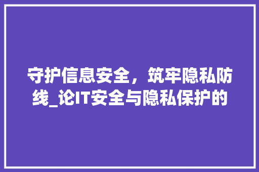 守护信息安全，筑牢隐私防线_论IT安全与隐私保护的重要性