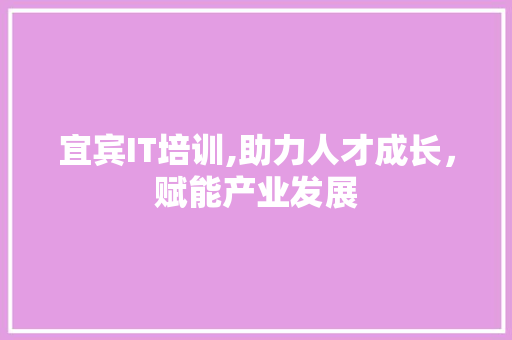 宜宾IT培训,助力人才成长，赋能产业发展