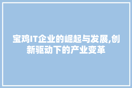 宝鸡IT企业的崛起与发展,创新驱动下的产业变革