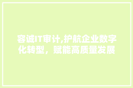 容诚IT审计,护航企业数字化转型，赋能高质量发展