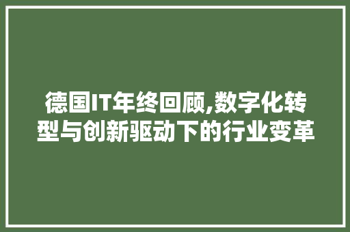德国IT年终回顾,数字化转型与创新驱动下的行业变革