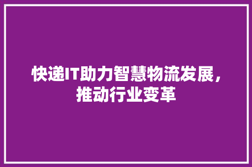 快递IT助力智慧物流发展，推动行业变革
