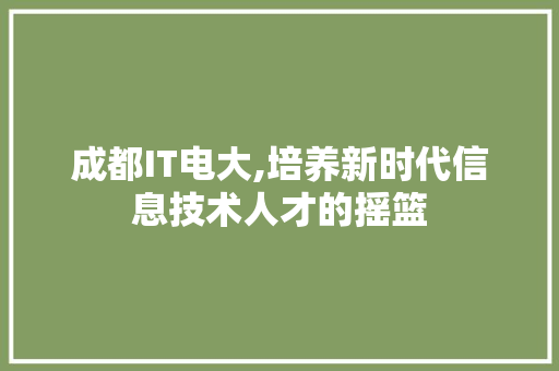 成都IT电大,培养新时代信息技术人才的摇篮
