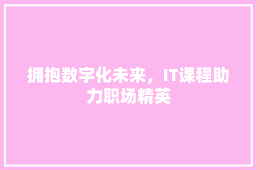 拥抱数字化未来，IT课程助力职场精英