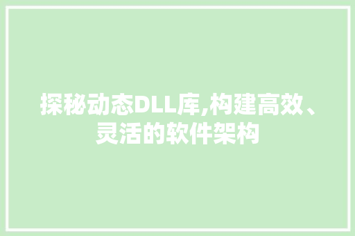 探秘动态DLL库,构建高效、灵活的软件架构