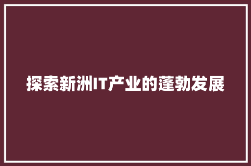 探索新洲IT产业的蓬勃发展