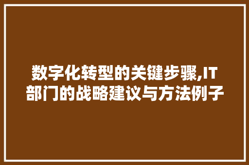 数字化转型的关键步骤,IT部门的战略建议与方法例子