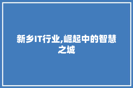 新乡IT行业,崛起中的智慧之城