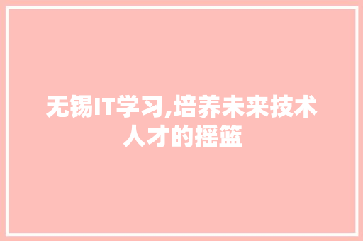 无锡IT学习,培养未来技术人才的摇篮