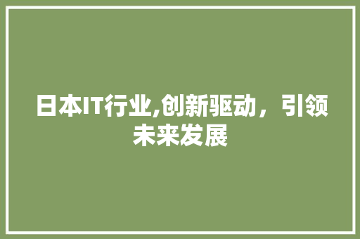 日本IT行业,创新驱动，引领未来发展