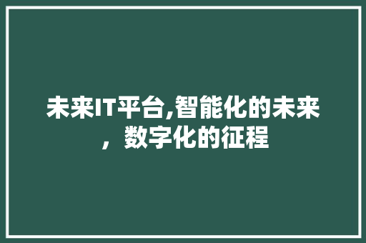 未来IT平台,智能化的未来，数字化的征程