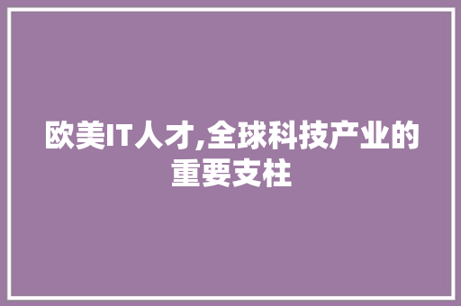 欧美IT人才,全球科技产业的重要支柱