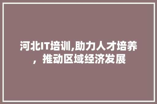 河北IT培训,助力人才培养，推动区域经济发展
