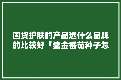 国货护肤的产品选什么品牌的比较好「鎏金番茄种子怎么种植的」 国货护肤的产品选什么品牌的比较好「鎏金番茄种子怎么种植的」 番茄病虫害防治