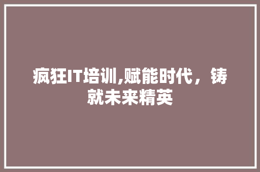 疯狂IT培训,赋能时代，铸就未来精英