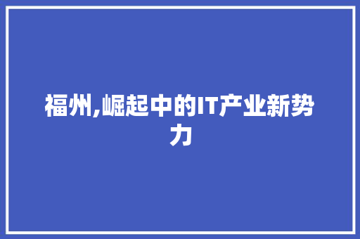 福州,崛起中的IT产业新势力