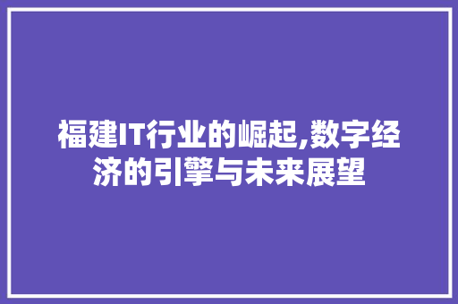 福建IT行业的崛起,数字经济的引擎与未来展望