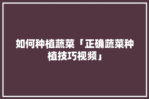 如何种植蔬菜「正确蔬菜种植技巧视频」 如何种植蔬菜「正确蔬菜种植技巧视频」 番茄种植技巧