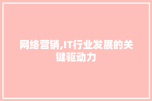 网络营销,IT行业发展的关键驱动力