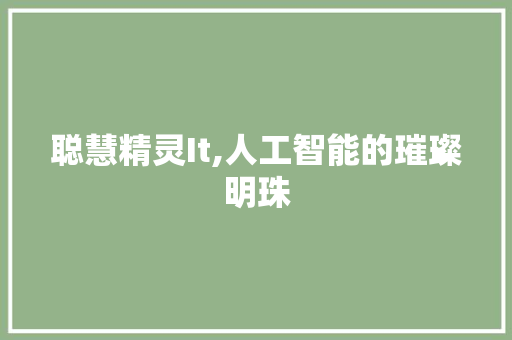 聪慧精灵It,人工智能的璀璨明珠