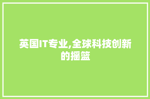 英国IT专业,全球科技创新的摇篮
