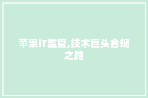 苹果iT监管,技术巨头合规之路