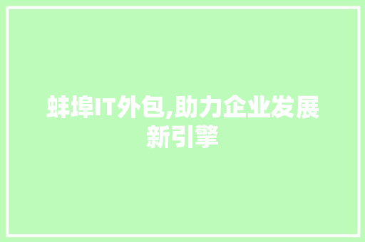 蚌埠IT外包,助力企业发展新引擎