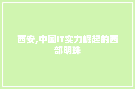 西安,中国IT实力崛起的西部明珠