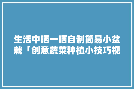 生活中晒一晒自制简易小盆栽「创意蔬菜种植小技巧视频教程」 生活中晒一晒自制简易小盆栽「创意蔬菜种植小技巧视频教程」 农业常识