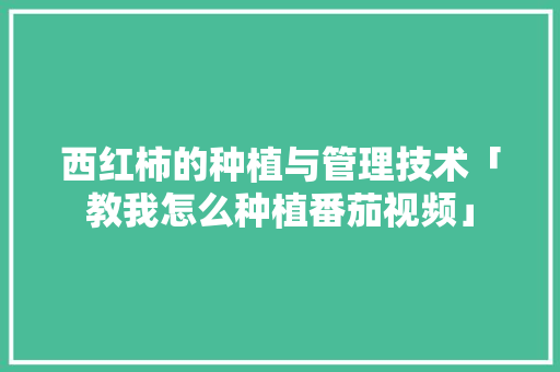 西红柿的种植与管理技术「教我怎么种植番茄视频」 西红柿的种植与管理技术「教我怎么种植番茄视频」 土壤施肥