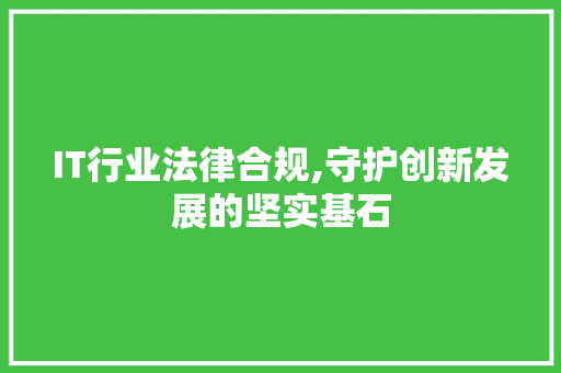 IT行业法律合规,守护创新发展的坚实基石
