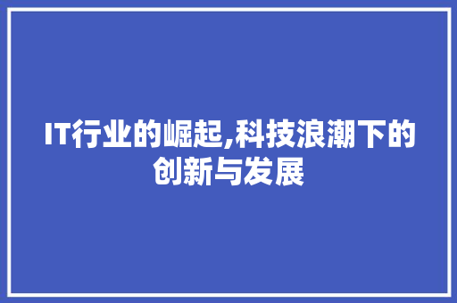 IT行业的崛起,科技浪潮下的创新与发展