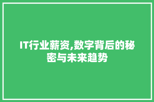IT行业薪资,数字背后的秘密与未来趋势