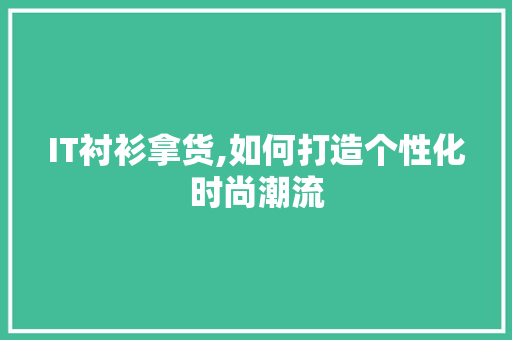 IT衬衫拿货,如何打造个性化时尚潮流