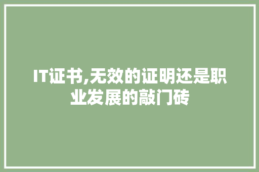 IT证书,无效的证明还是职业发展的敲门砖