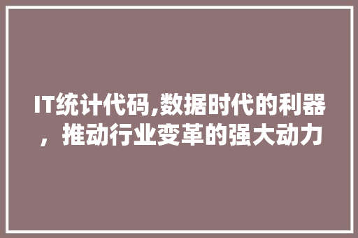 IT统计代码,数据时代的利器，推动行业变革的强大动力