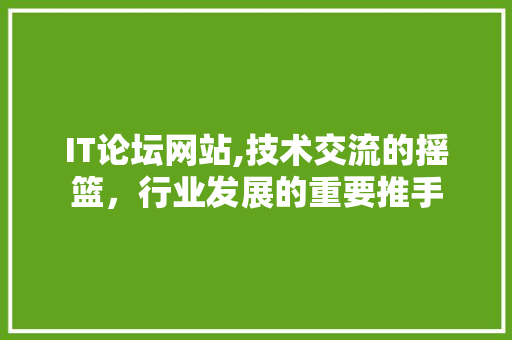 IT论坛网站,技术交流的摇篮，行业发展的重要推手