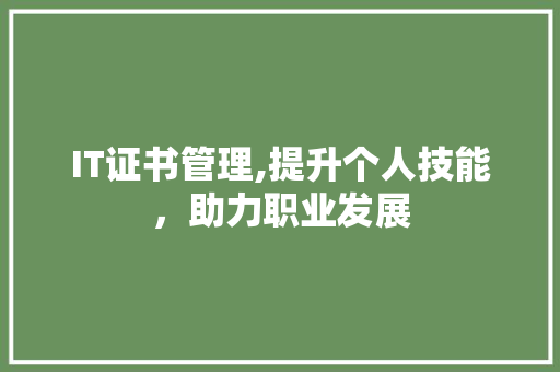 IT证书管理,提升个人技能，助力职业发展