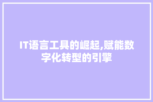 IT语言工具的崛起,赋能数字化转型的引擎