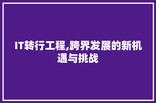 IT转行工程,跨界发展的新机遇与挑战