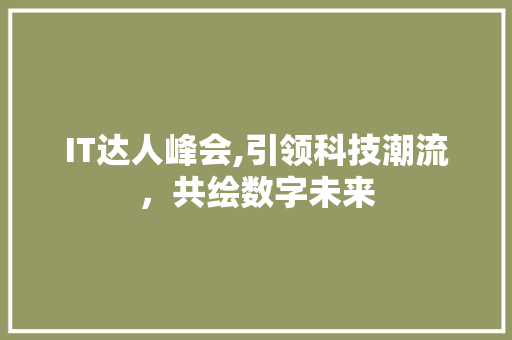 IT达人峰会,引领科技潮流，共绘数字未来