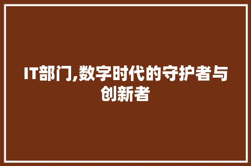 IT部门,数字时代的守护者与创新者